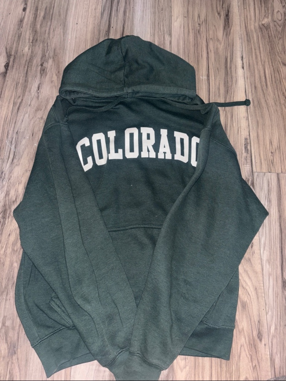 Crewneck Pullover Sweatshirt in Dark Green with Colorado Print